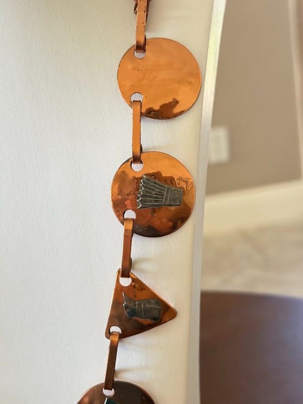 Vintage Southwestern Artisan Copper Silver Tone Leather Statement Necklace - Picture 3 of 7